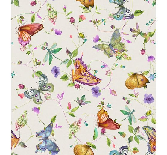 Decoratieve stof linnen optiek "Vlinders en bloemen"