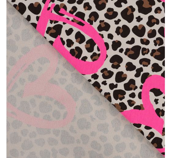 Sweat stof Neon print "Luipaard met hart"