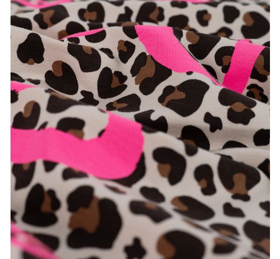 Sweat stof Neon print "Luipaard met hart"