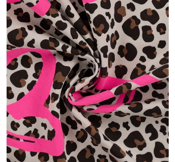 Sweat stof Neon print "Luipaard met hart"