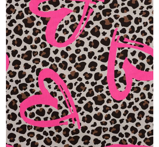 Sweat stof Neon print "Luipaard met hart"