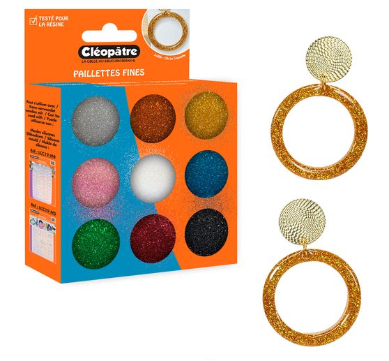 Glitterpoeder kleurset, 9 potjes