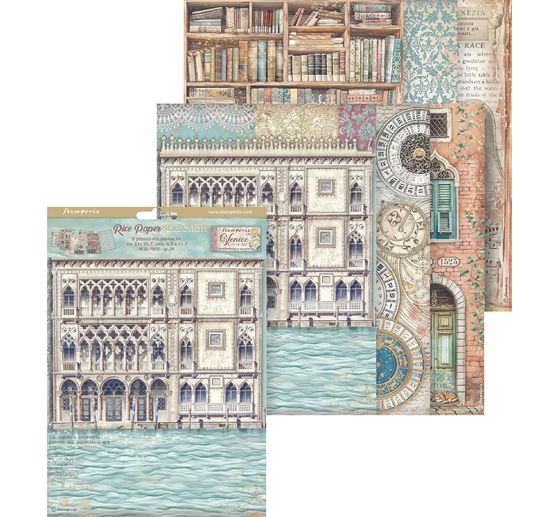 Motif straw silk assortment "Venice City of Art", set of 6