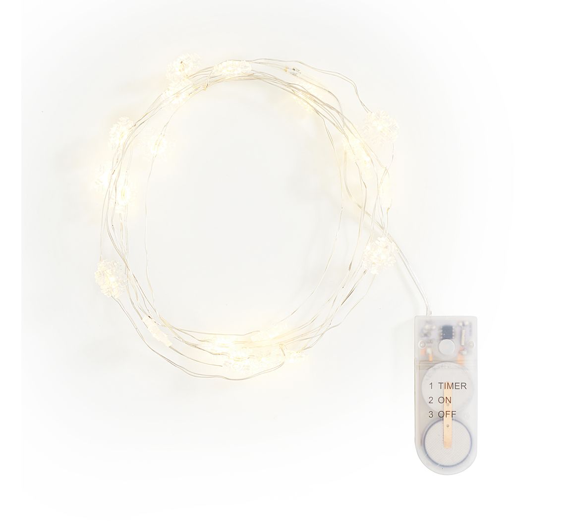 VBS Micro LED snoer lampjes "Sneeuwvlok", met timer