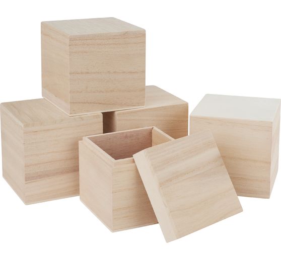 VBS Houten kistje "Kubus", 5 stuks