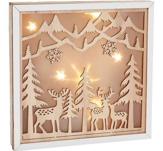VBS Houten bouwpakket motieflijst "Hert in het bos", incl. LED's