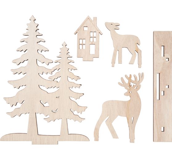 VBS Wooden building kit "Deer at the edge of the forest", 5 parts