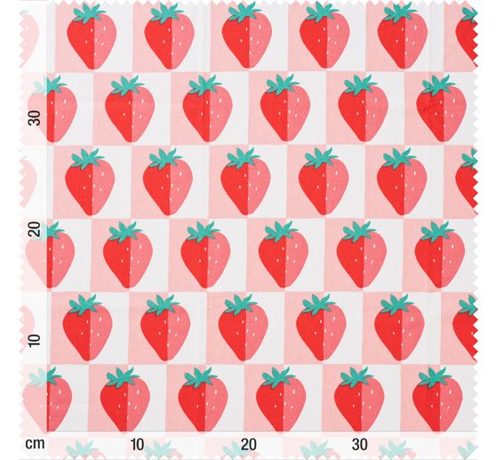Katoenen stof "Aardbeien"