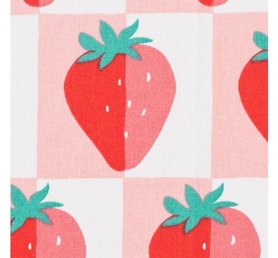 Katoenen stof "Aardbeien"