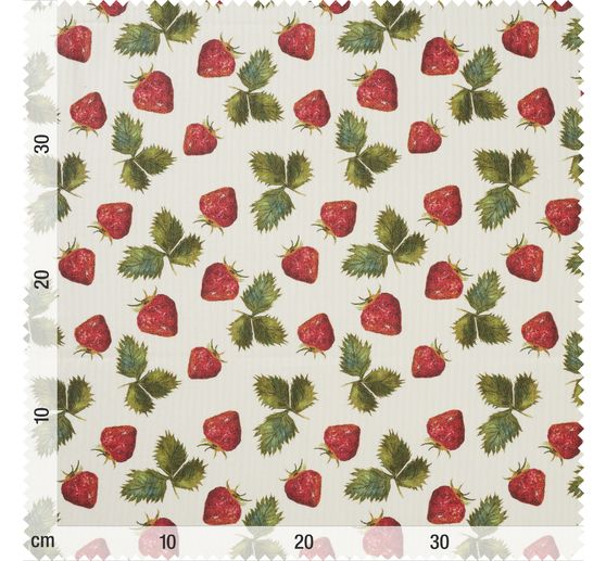 Katoenen stof "Aardbeien", acryl gecoat