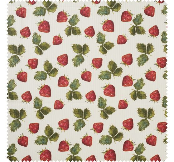 Katoenen stof "Aardbeien", acryl gecoat