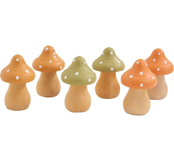 VBS Houten paddenstoeltjes, 6 stuks