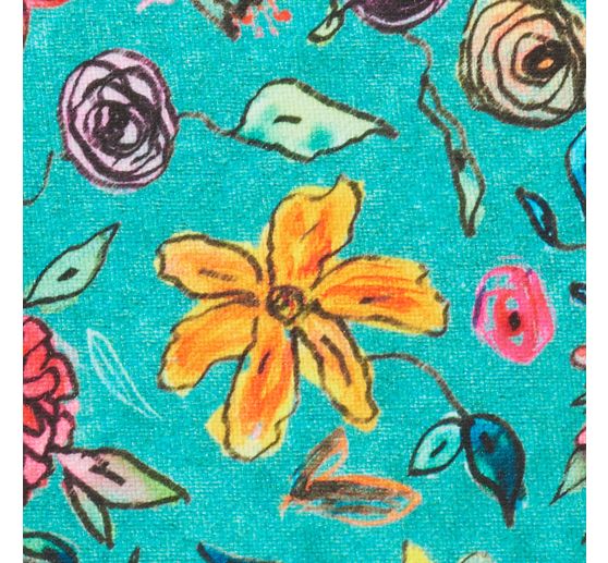 Polyester fabric "Floral Turquoise"