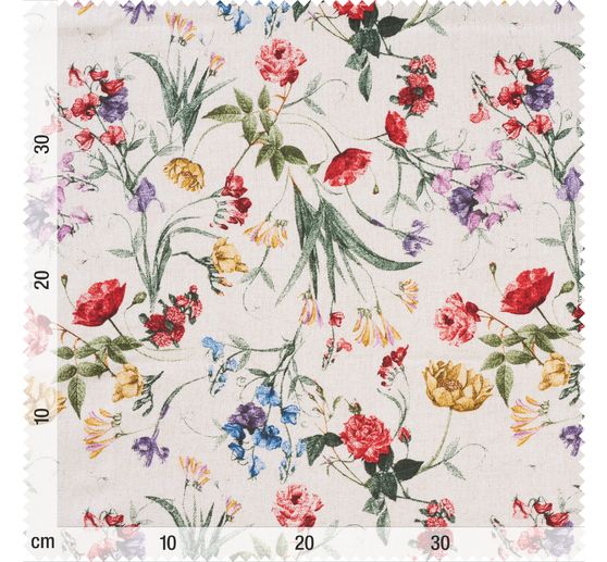 Decoration fabric linen optics "Summer flowers"