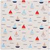 Decoration fabric linen optics "Sailboats"