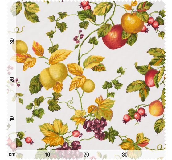 Decoration fabric linen optics "Fruit and leaves"