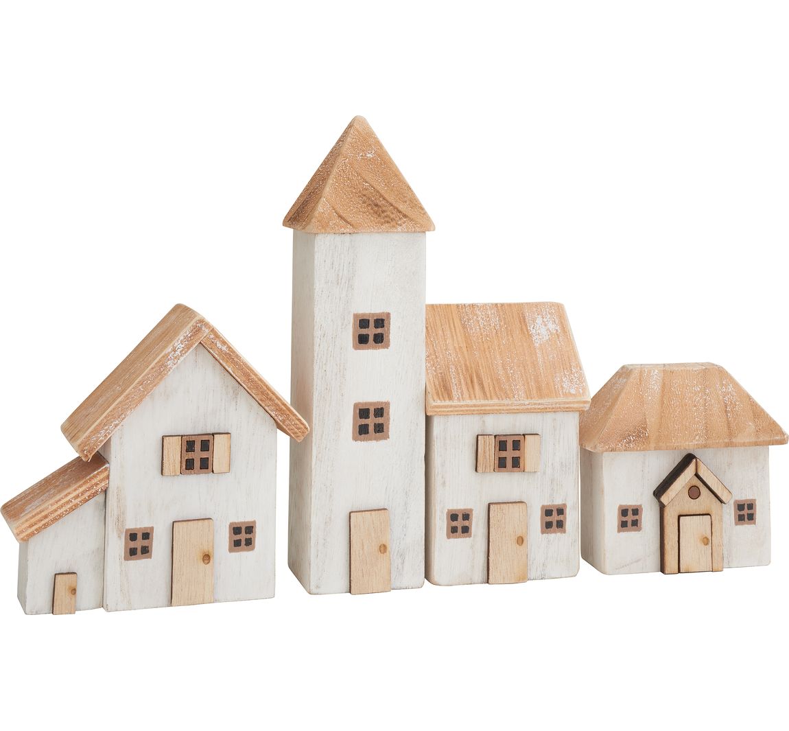 Houten huisjes, 4 stuks