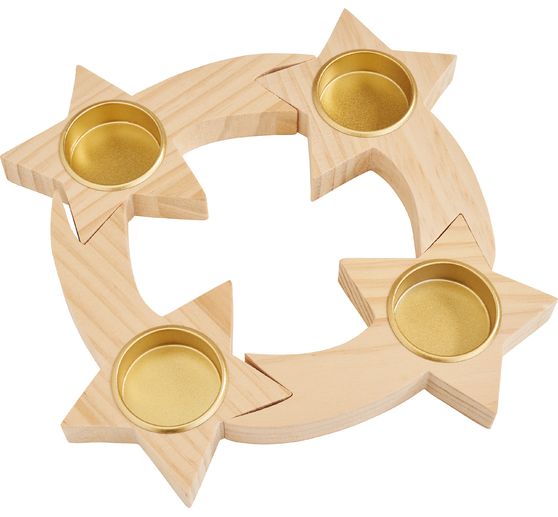 Houten metalen adventsring "Sterren", om in elkaar te zetten