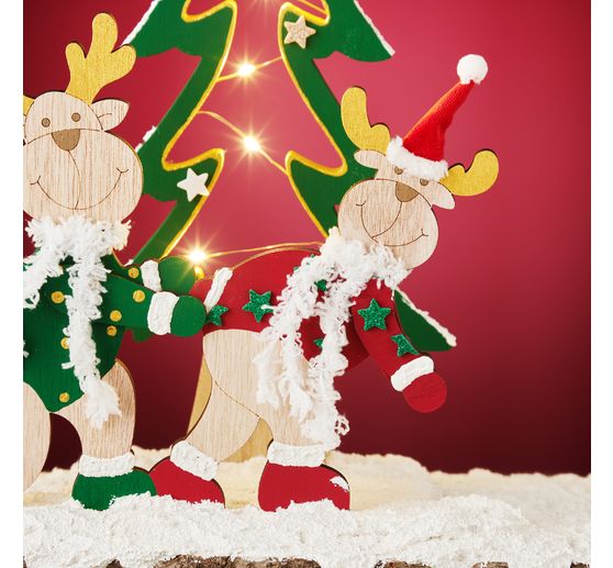 VBS Wooden building kit "Elk trio with hat and scarf"