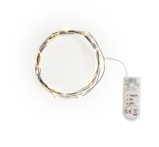 Micro LED snoer lampjes, met timer, zwarte draad, 30 LED's