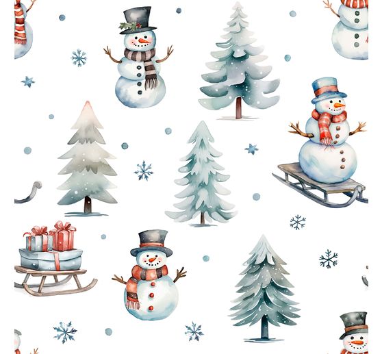 Decoratieve stof linnen optiek "Sneeuwpop met slee"