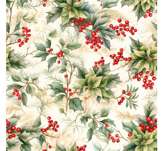 Decoratieve stof linnen optiek "Ilex bessen"
