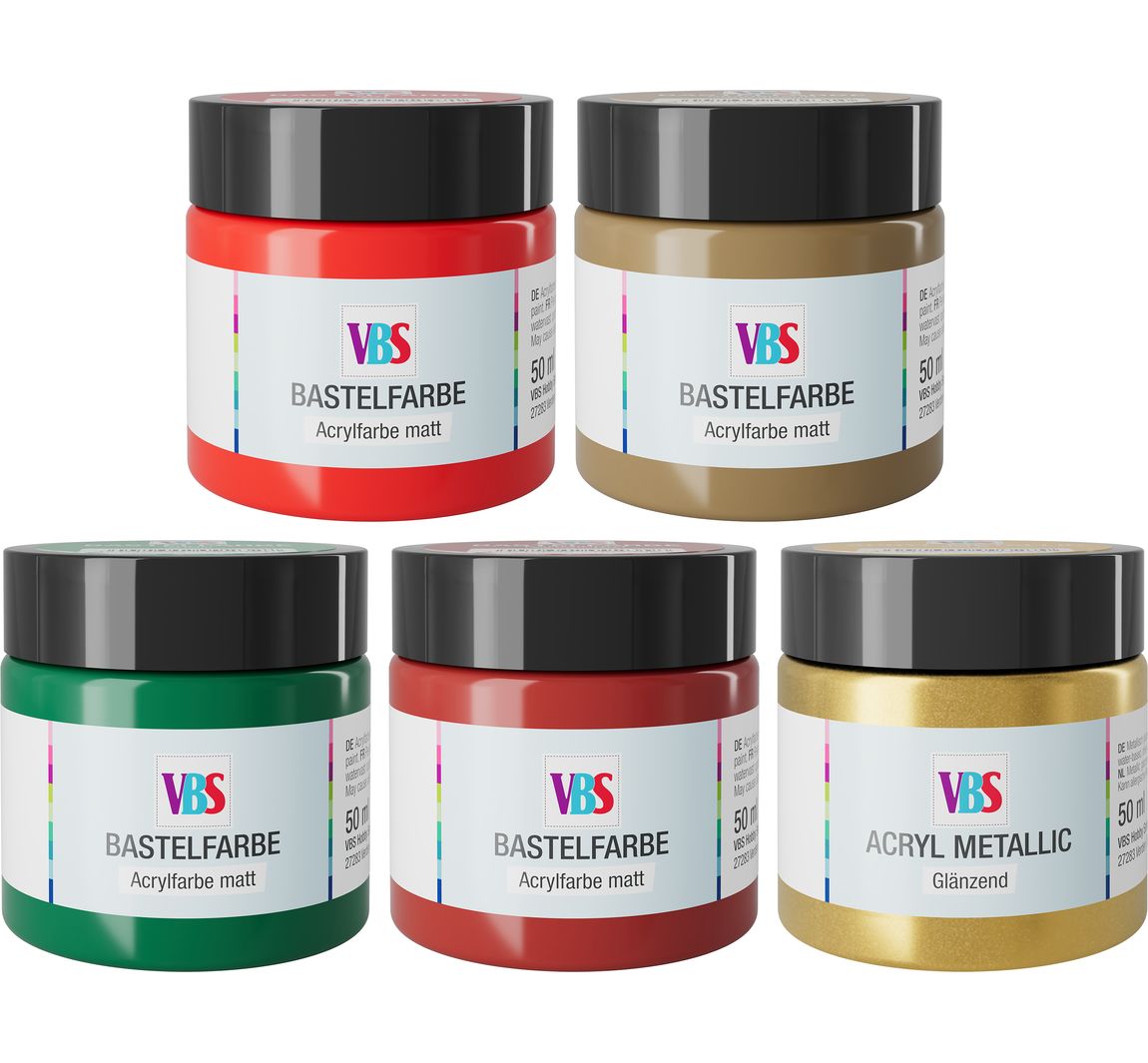 VBS Knutselverf set "X-mas", 5 x 50 ml