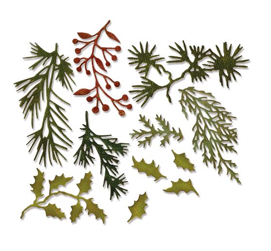 Sizzix Thinlits Ponssjabloon "Holiday Greens by Tim Holtz"