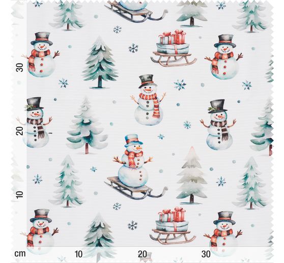 Decoratieve stof linnen optiek "Sneeuwpop met slee"