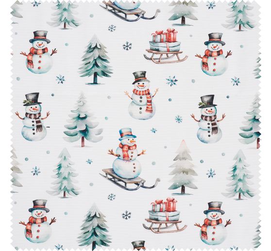 Decoratieve stof linnen optiek "Sneeuwpop met slee"