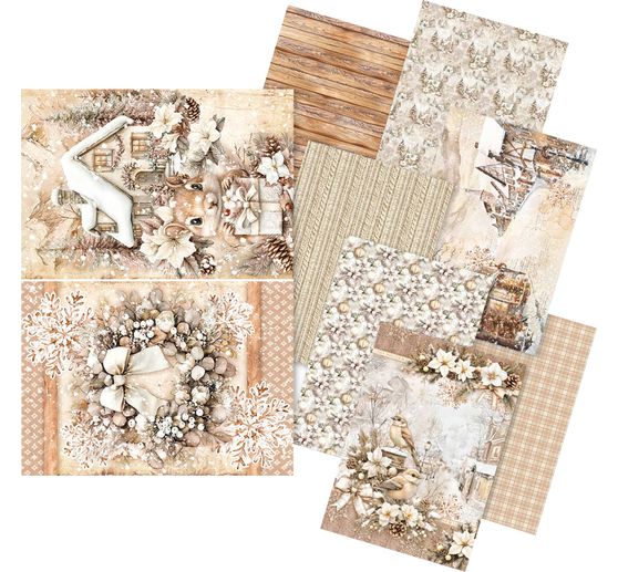 Winter seizoen" motief strozijde assortiment, set van 8