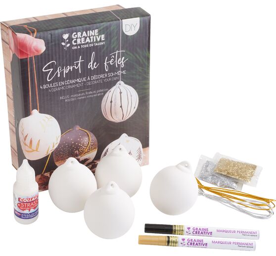 Knutselset "Ontwerp je eigen kerstballen van keramiek"