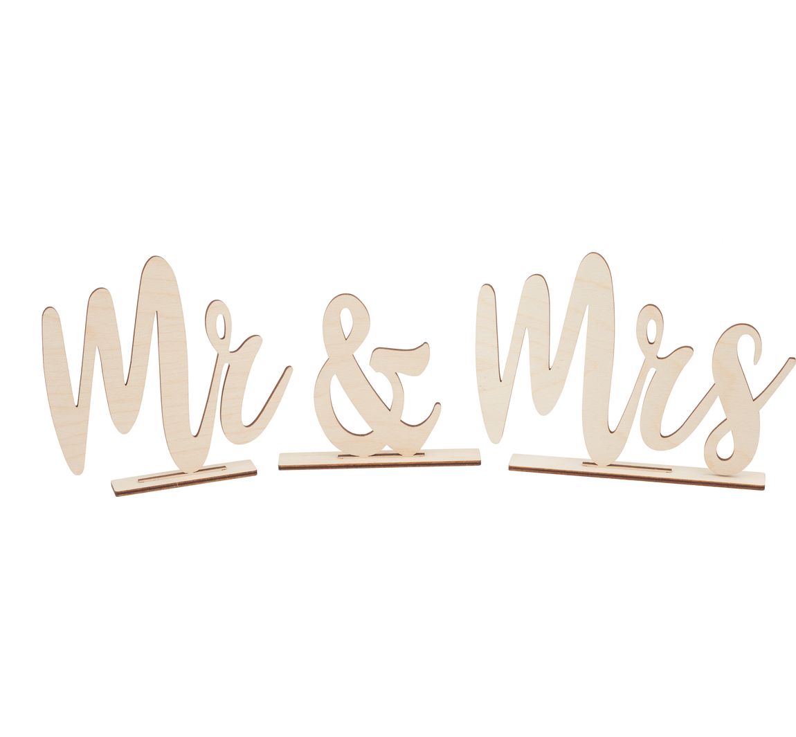 Houten bord "Mr & Mrs"