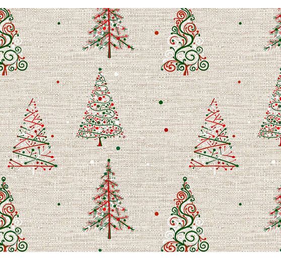 Katoenen stof "Kerstbomen", acryl gecoat