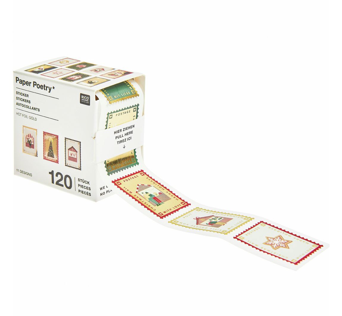 Stickerrol "Kerstpostzegels