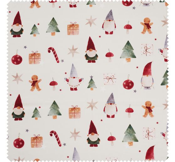 Katoenen stof "Gnome Christmas world"