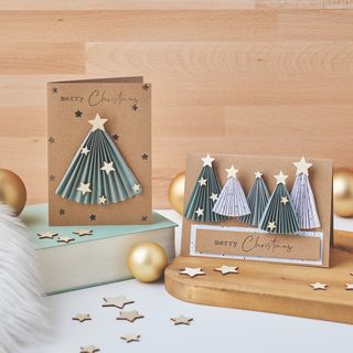 Weihnachtskarte mit Faltbäumen