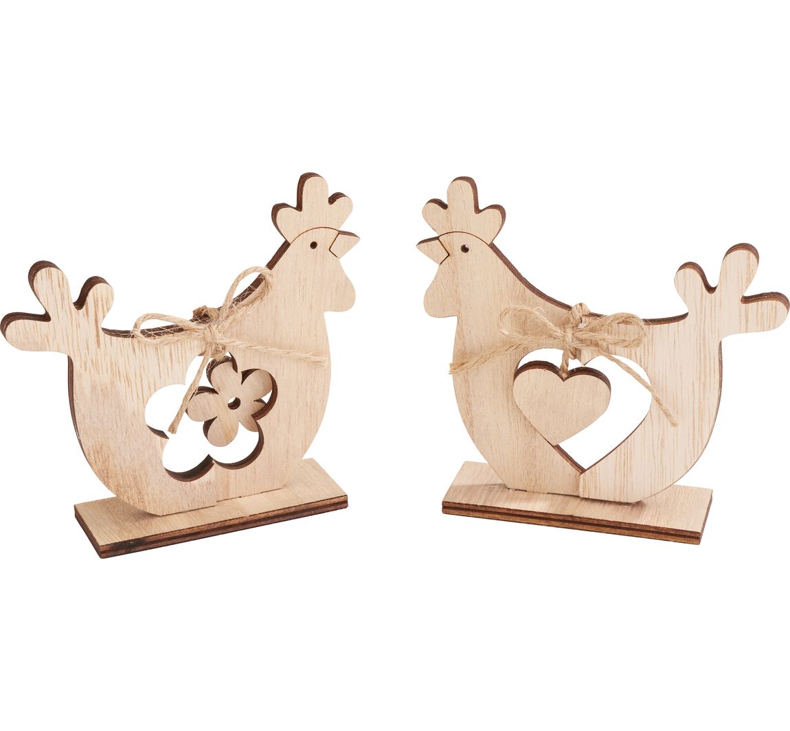 VBS Houten bouwpakket "Kippen", set van 2 stuks