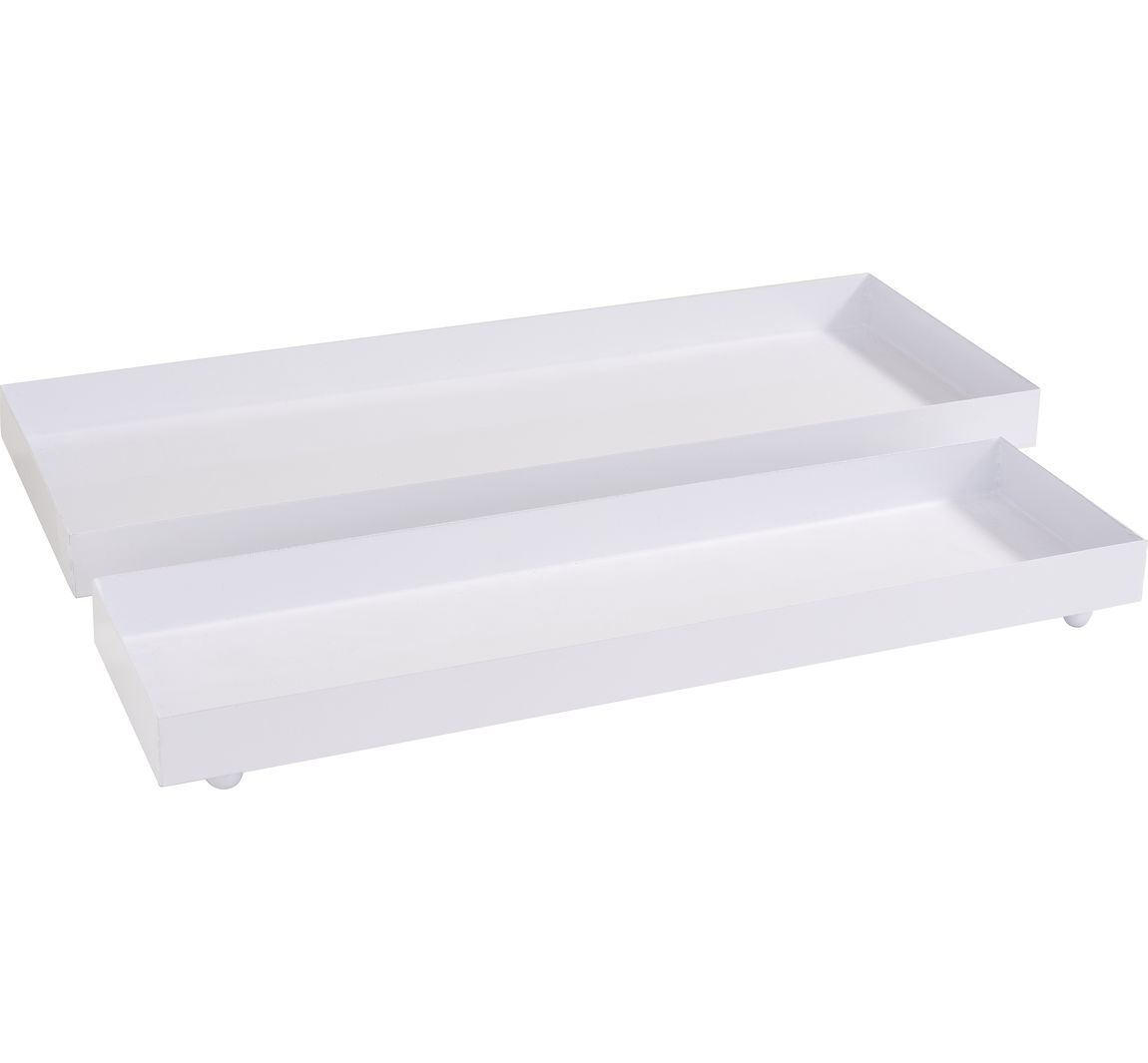 Metalen dienblad, rechthoekig, set van 2, wit