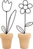 Wire flower in pot, 2 pieces