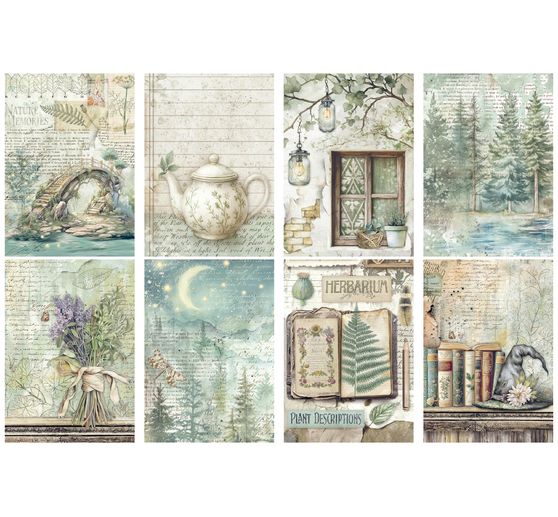 Motief strozijde assortiment "Herbarium Silvae", set van 8