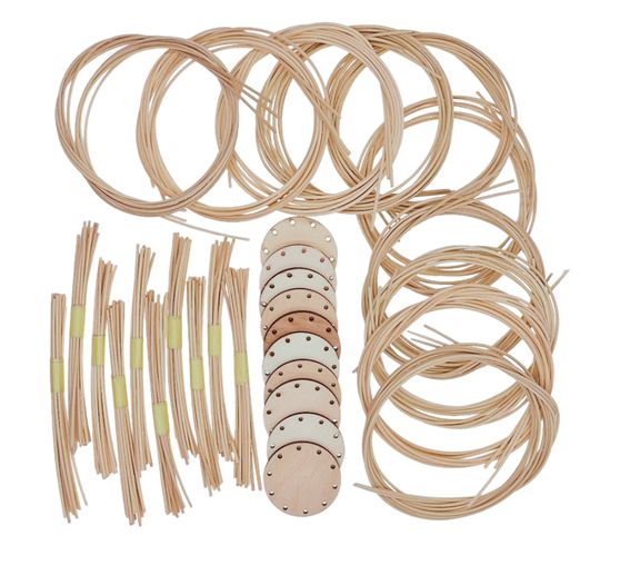 VBS XXL Craft kit rattan cane "Mini basket with handle", 10 pieces