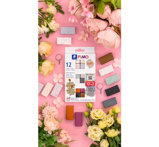 FIMO soft Materiaalpakket "Boho Effect", 12 kleuren