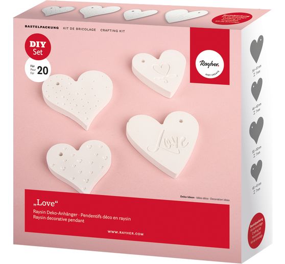 Siliconen gietvormset decoratieve hanger "Love", 4 motieven