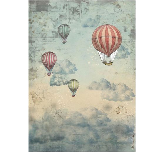 Motif straw silk "Voyages Fantastiques - Air Balloons"