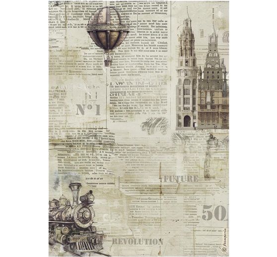 Motief strozijde "Voyages Fantastiques - Sepia Background"