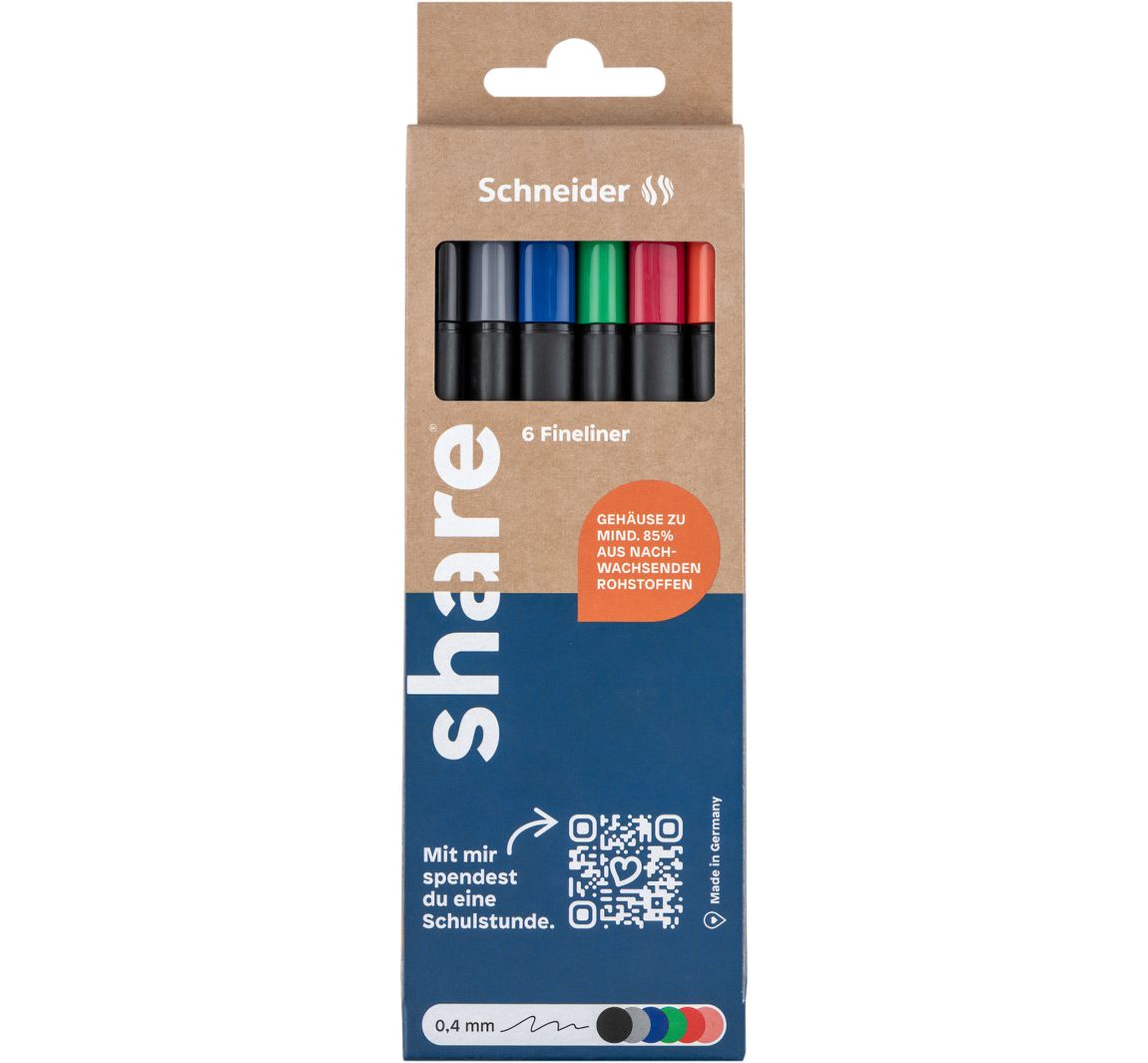 share Fineliners, set van 6