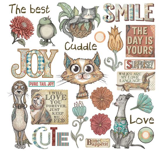 Rub On assortment "Furry Friends"