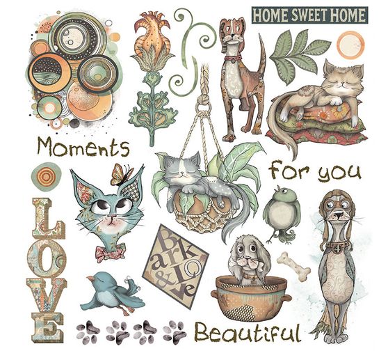 Rub On assortment "Furry Friends"