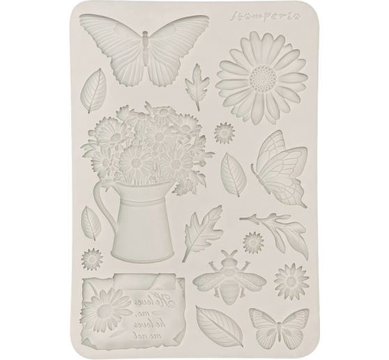 Silicone mould A5 "Daisy Art", Daisy and Butterfly